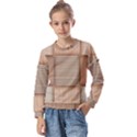 Wooden Wickerwork Textures, Square Patterns, Vector Kids  Long Sleeve T-Shirt with Frill  View1