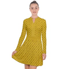 Yellow Floral Pattern Vintage Pattern, Yellow Background, Long Sleeve Panel Dress by nateshop