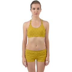 Yellow Floral Pattern Vintage Pattern, Yellow Background, Back Web Gym Set