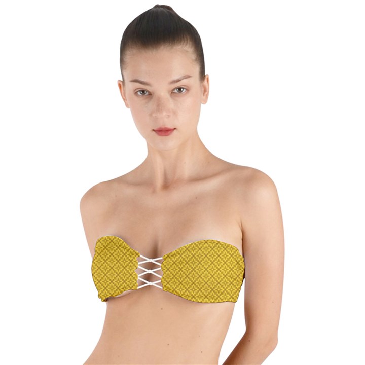 Yellow Floral Pattern Vintage Pattern, Yellow Background, Twist Bandeau Bikini Top