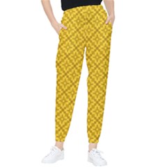 Yellow Floral Pattern Vintage Pattern, Yellow Background, Women s Tapered Pants by nateshop