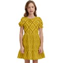 Yellow Floral Pattern Vintage Pattern, Yellow Background, Kids  Puff Sleeved Dress View1