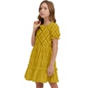 Yellow Floral Pattern Vintage Pattern, Yellow Background, Kids  Puff Sleeved Dress View3