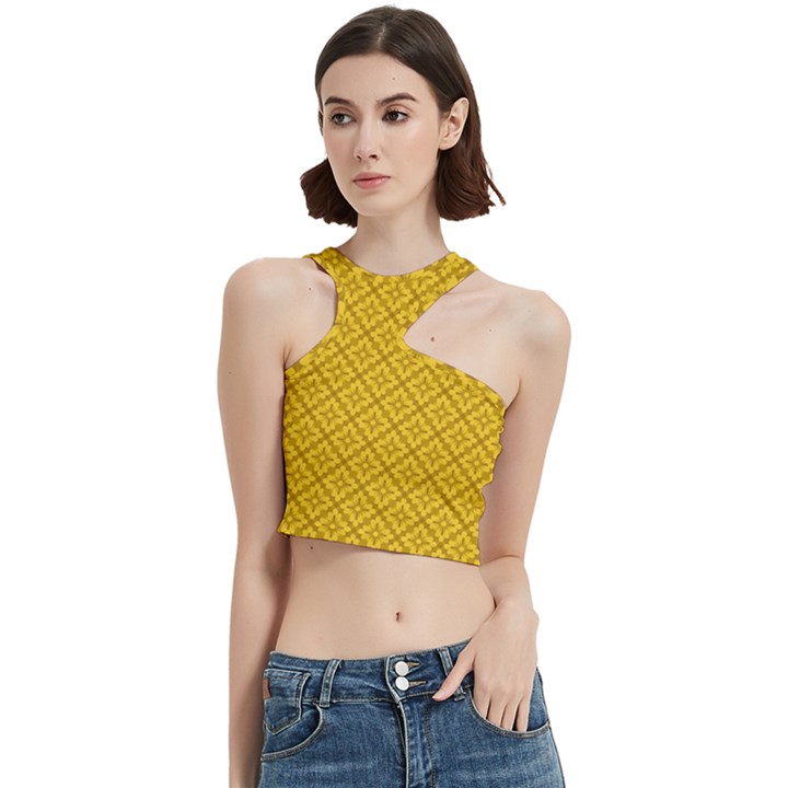 Yellow Floral Pattern Vintage Pattern, Yellow Background, Cut Out Top