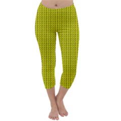 Yellow Lego Texture Macro, Yellow Dots Background Capri Winter Leggings  by nateshop