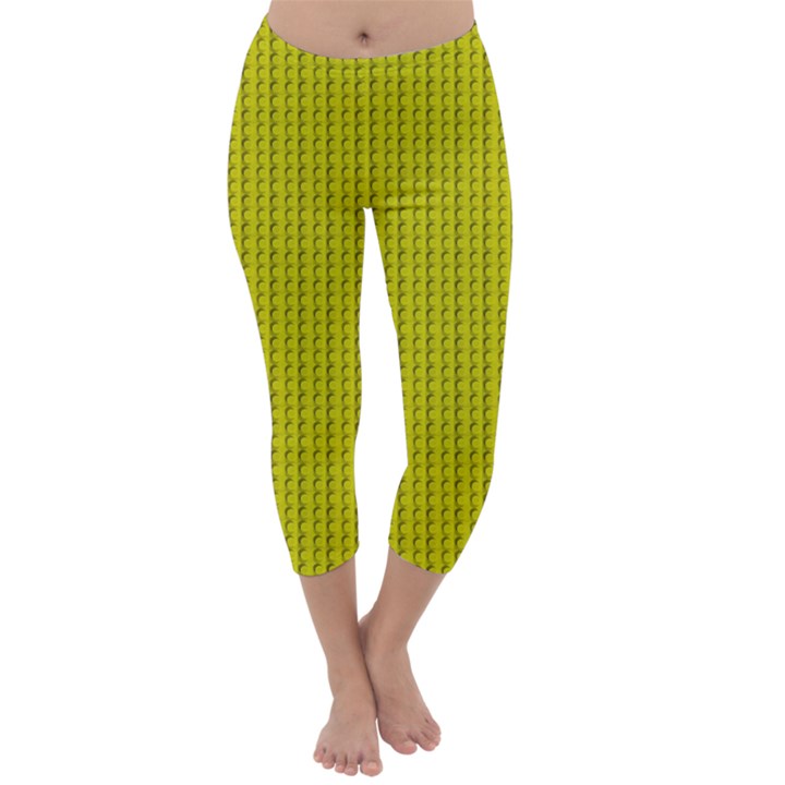 Yellow Lego Texture Macro, Yellow Dots Background Capri Winter Leggings 