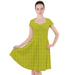 Yellow Lego Texture Macro, Yellow Dots Background Cap Sleeve Midi Dress by nateshop