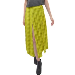 Yellow Lego Texture Macro, Yellow Dots Background Velour Split Maxi Skirt by nateshop