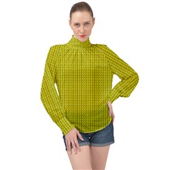 Yellow Lego Texture Macro, Yellow Dots Background High Neck Long Sleeve Chiffon Top by nateshop