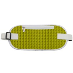 Yellow Lego Texture Macro, Yellow Dots Background Rounded Waist Pouch by nateshop