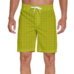 Yellow Lego Texture Macro, Yellow Dots Background Men s Beach Shorts by nateshop