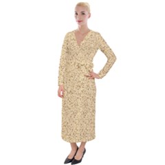 Yellow Sand Texture Velvet Maxi Wrap Dress by nateshop