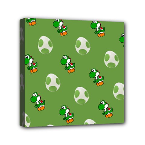 Yoshi Print, Super, Huevo, Game, Green, Egg, Mario Mini Canvas 6  X 6  (stretched) by nateshop