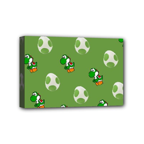 Yoshi Print, Super, Huevo, Game, Green, Egg, Mario Mini Canvas 6  X 4  (stretched) by nateshop