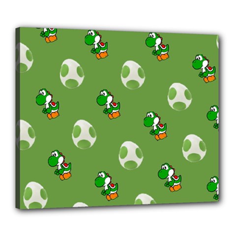 Yoshi Print, Super, Huevo, Game, Green, Egg, Mario Canvas 24  X 20  (stretched) by nateshop