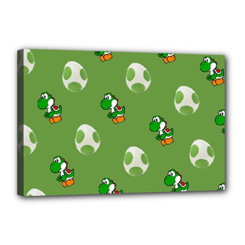 Yoshi Print, Super, Huevo, Game, Green, Egg, Mario Canvas 18  X 12  (stretched) by nateshop