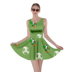 Yoshi Print, Super, Huevo, Game, Green, Egg, Mario Skater Dress by nateshop