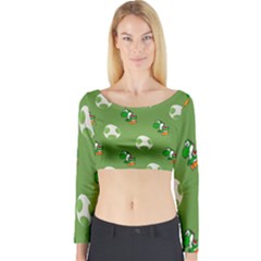 Yoshi Print, Super, Huevo, Game, Green, Egg, Mario Long Sleeve Crop Top by nateshop