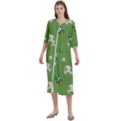 Yoshi Print, Super, Huevo, Game, Green, Egg, Mario Women s Cotton 3/4 Sleeve Night Gown by nateshop