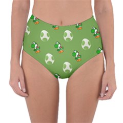 Yoshi Print, Super, Huevo, Game, Green, Egg, Mario Reversible High-waist Bikini Bottoms by nateshop