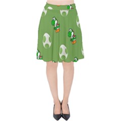 Yoshi Print, Super, Huevo, Game, Green, Egg, Mario Velvet High Waist Skirt by nateshop