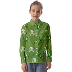 Yoshi Print, Super, Huevo, Game, Green, Egg, Mario Kids  Long Sleeve Shirt by nateshop