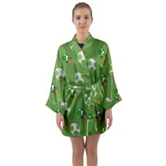 Yoshi Print, Super, Huevo, Game, Green, Egg, Mario Long Sleeve Satin Kimono by nateshop