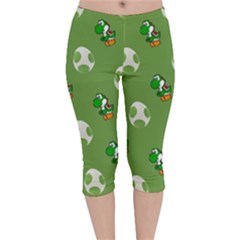 Yoshi Print, Super, Huevo, Game, Green, Egg, Mario Velvet Capri Leggings  by nateshop