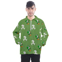 Yoshi Print, Super, Huevo, Game, Green, Egg, Mario Men s Half Zip Pullover