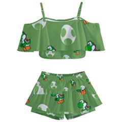 Yoshi Print, Super, Huevo, Game, Green, Egg, Mario Kids  Off Shoulder Skirt Bikini by nateshop