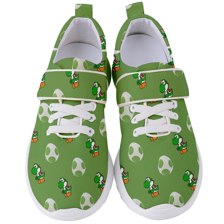 Yoshi Print, Super, Huevo, Game, Green, Egg, Mario Women s Velcro Strap Shoes