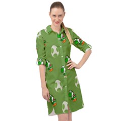 Yoshi Print, Super, Huevo, Game, Green, Egg, Mario Long Sleeve Mini Shirt Dress by nateshop