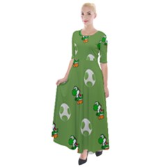 Yoshi Print, Super, Huevo, Game, Green, Egg, Mario Half Sleeves Maxi Dress by nateshop