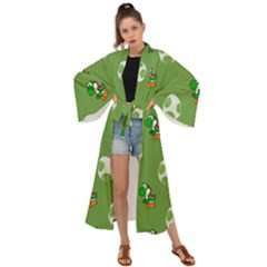 Yoshi Print, Super, Huevo, Game, Green, Egg, Mario Maxi Kimono by nateshop