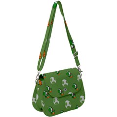 Yoshi Print, Super, Huevo, Game, Green, Egg, Mario Saddle Handbag by nateshop