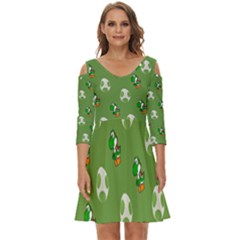 Yoshi Print, Super, Huevo, Game, Green, Egg, Mario Shoulder Cut Out Zip Up Dress by nateshop