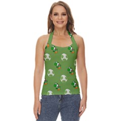 Yoshi Print, Super, Huevo, Game, Green, Egg, Mario Basic Halter Top by nateshop