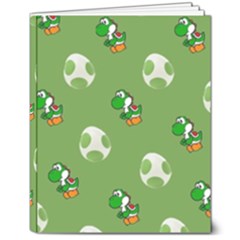 Yoshi Print, Super, Huevo, Game, Green, Egg, Mario 8  X 10  Hardcover Notebook by nateshop