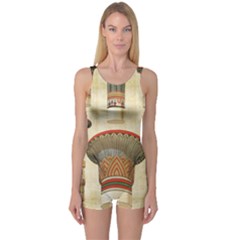 Egyptian Architecture Column One Piece Boyleg Swimsuit by Proyonanggan