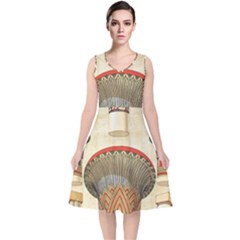 Egyptian Architecture Column V-neck Midi Sleeveless Dress  by Proyonanggan