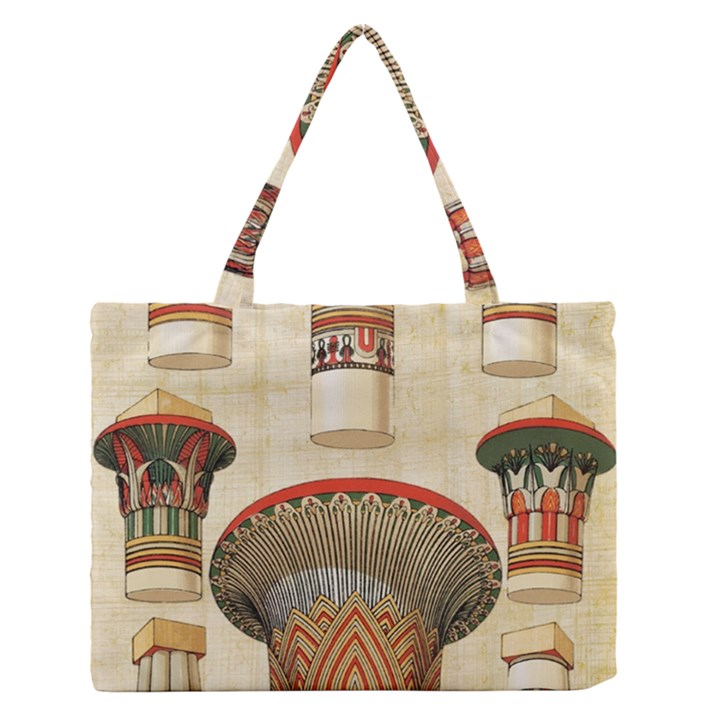 Egyptian Architecture Column Zipper Medium Tote Bag