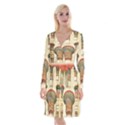 Egyptian Architecture Column Long Sleeve Velvet Front Wrap Dress View1