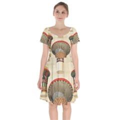 Egyptian Architecture Column Short Sleeve Bardot Dress by Proyonanggan