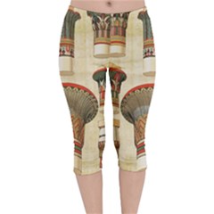 Egyptian Architecture Column Velvet Capri Leggings  by Proyonanggan