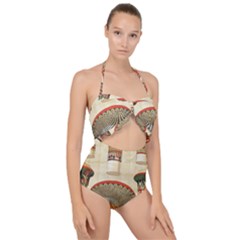 Egyptian Architecture Column Scallop Top Cut Out Swimsuit by Proyonanggan