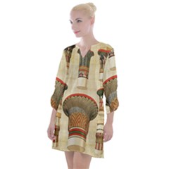 Egyptian Architecture Column Open Neck Shift Dress by Proyonanggan