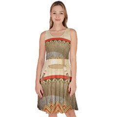 Egyptian Architecture Column Knee Length Skater Dress With Pockets by Proyonanggan