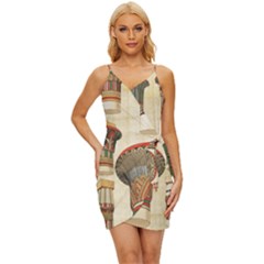 Egyptian Architecture Column Wrap Tie Front Dress by Proyonanggan