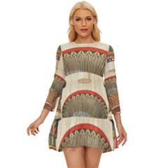 Egyptian Architecture Column Long Sleeve Babydoll Dress by Proyonanggan