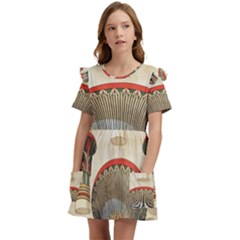 Egyptian Architecture Column Kids  Frilly Sleeves Pocket Dress by Proyonanggan